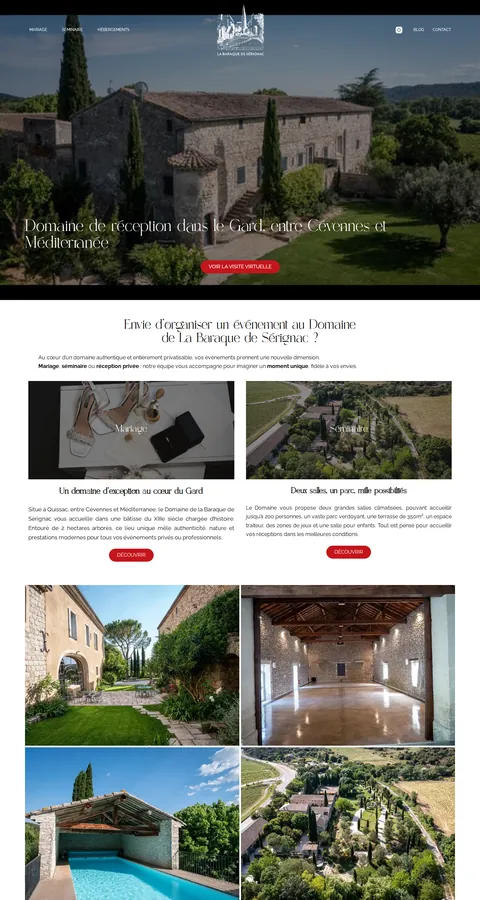 La Baraque de Sérignac : capture du site sur ordinateur 1