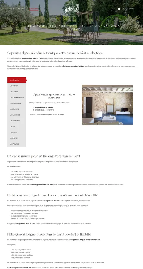 La Baraque de Sérignac : capture du site sur ordinateur 3