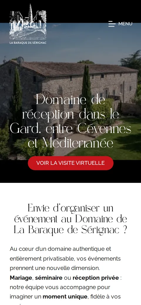 La Baraque de Sérignac : capture du site sur mobile 1