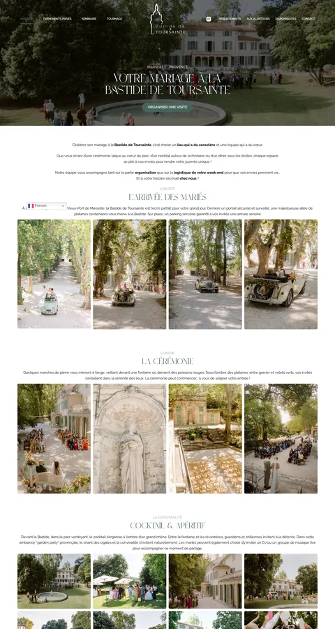 Bastide de Toursainte : capture du site sur ordinateur 2