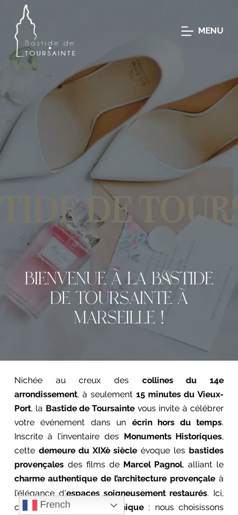 Bastide de Toursainte : capture du site sur mobile 1