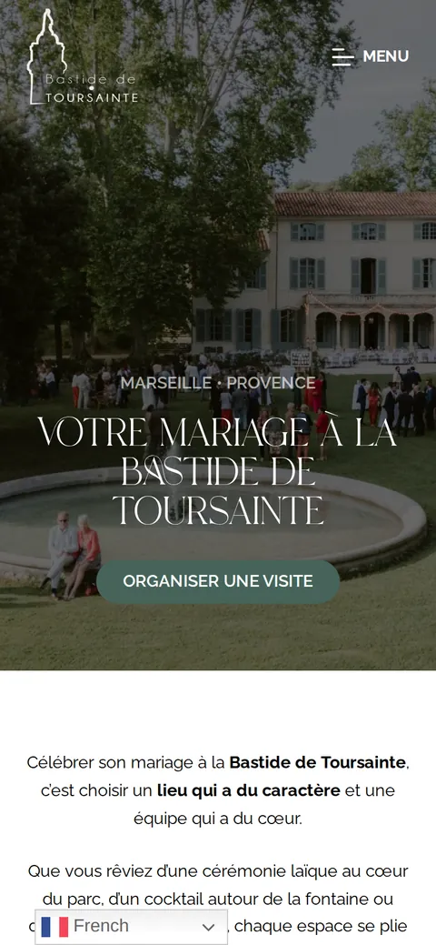 Bastide de Toursainte : capture du site sur mobile 2