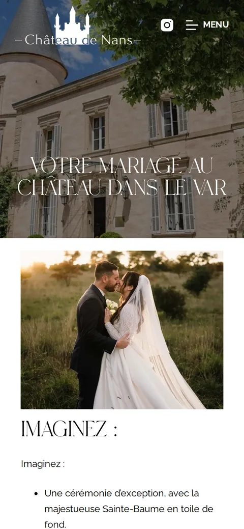 Château de Nans : capture du site sur mobile 2