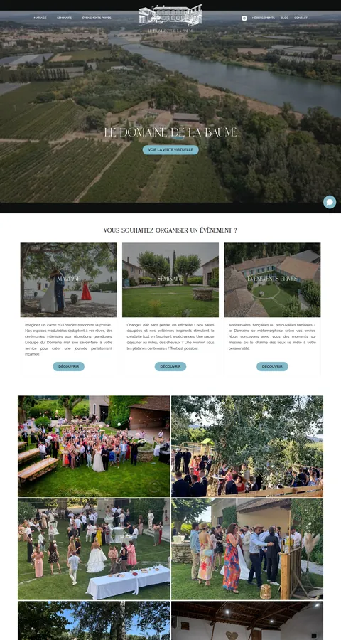 Domaine de la Baume : capture du site sur ordinateur 1
