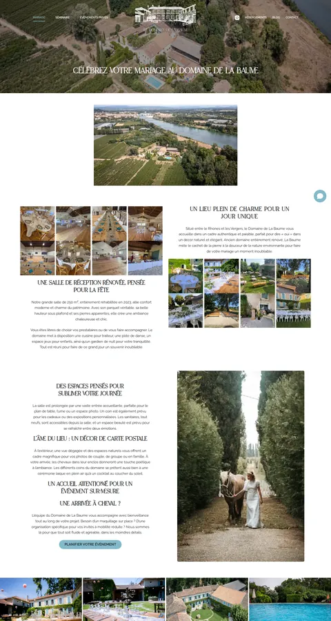 Domaine de la Baume : capture du site sur ordinateur 2