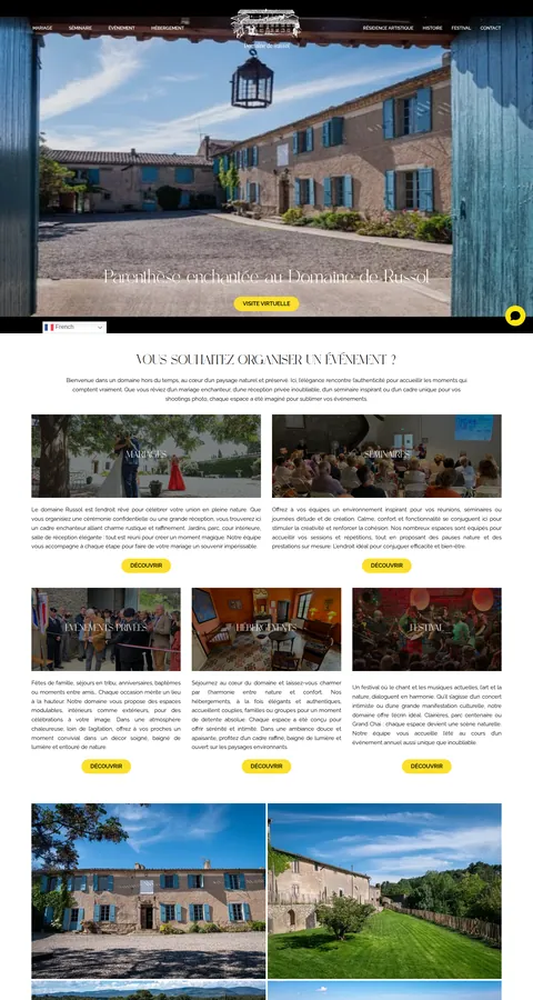 Domaine de Russol : capture du site sur ordinateur 1