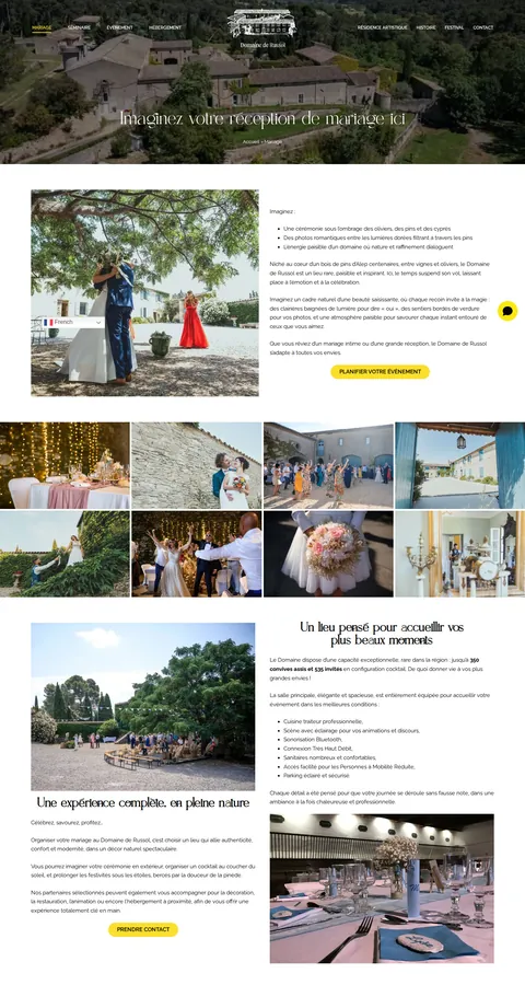 Domaine de Russol : capture du site sur ordinateur 2