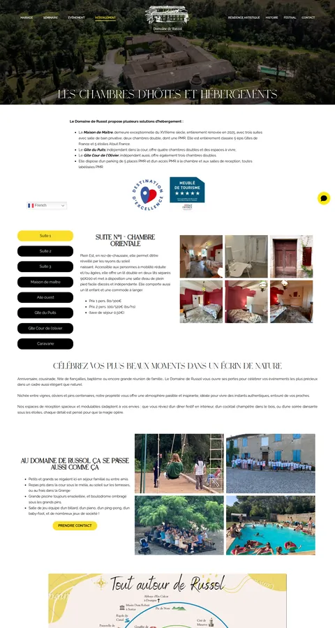 Domaine de Russol : capture du site sur ordinateur 3