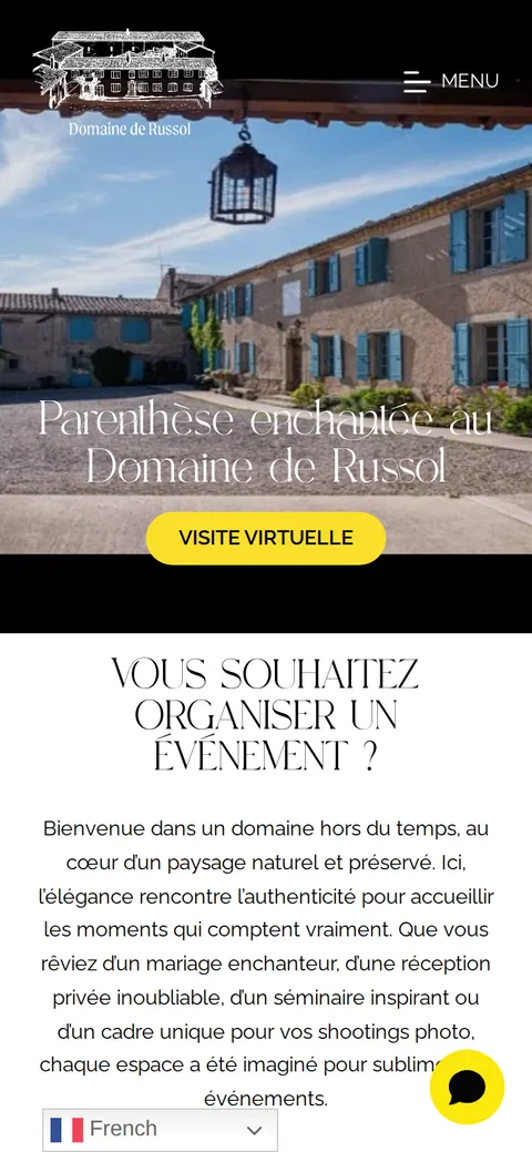 Domaine de Russol : capture du site sur mobile 1