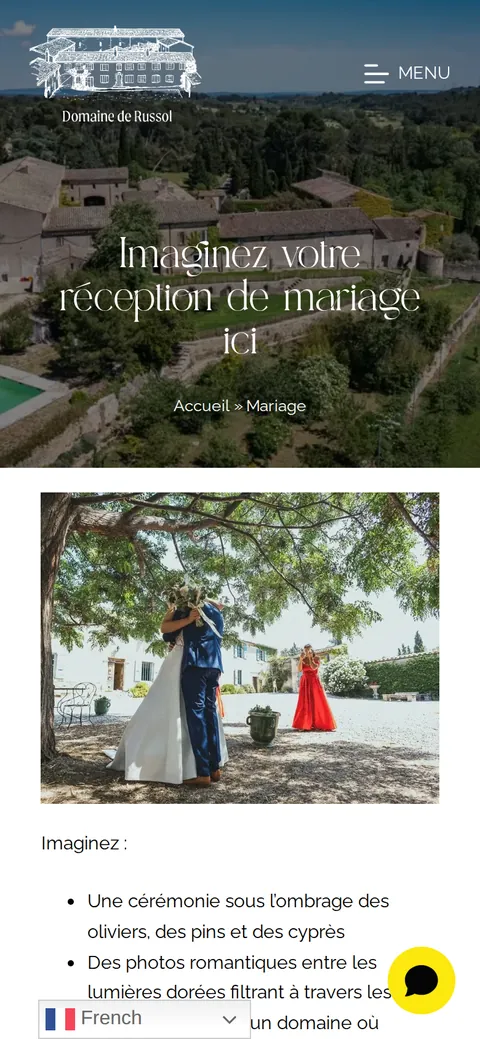 Domaine de Russol : capture du site sur mobile 2