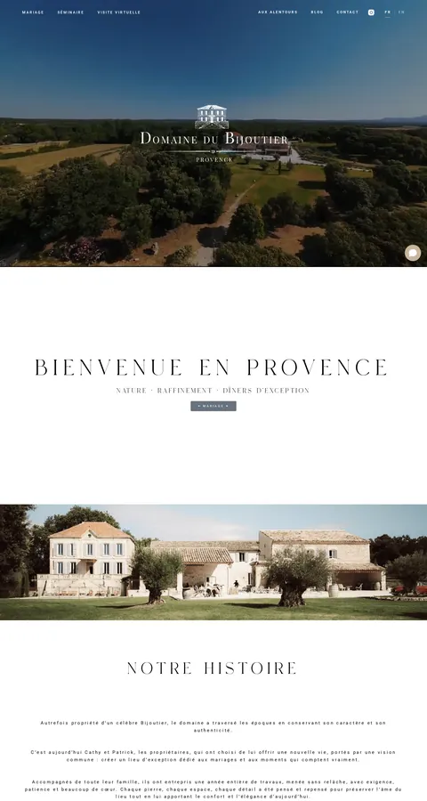 Domaine du Bijoutier : capture du site sur ordinateur 1