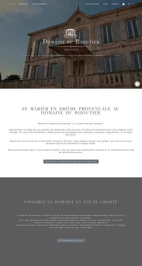 Domaine du Bijoutier : capture du site sur ordinateur 2