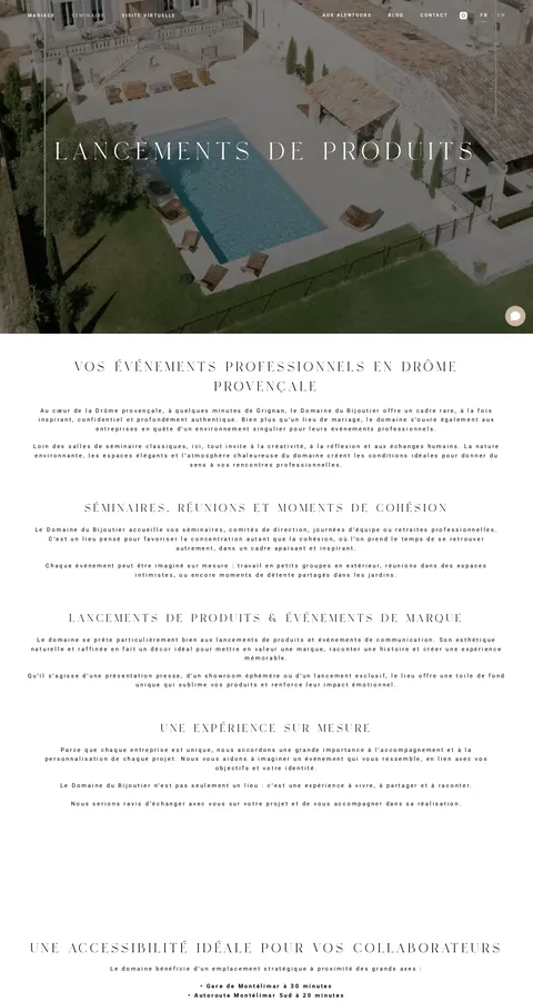 Domaine du Bijoutier : capture du site sur ordinateur 3
