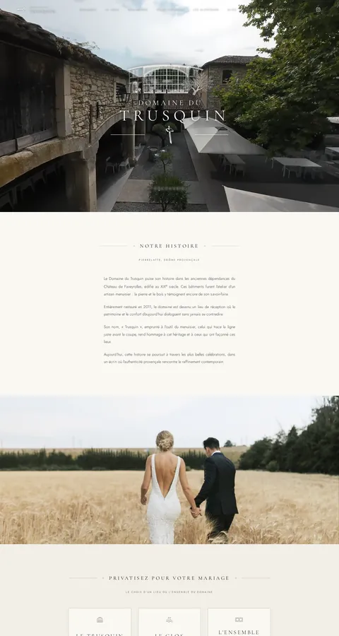 Domaine du Trusquin : capture du site sur ordinateur 1