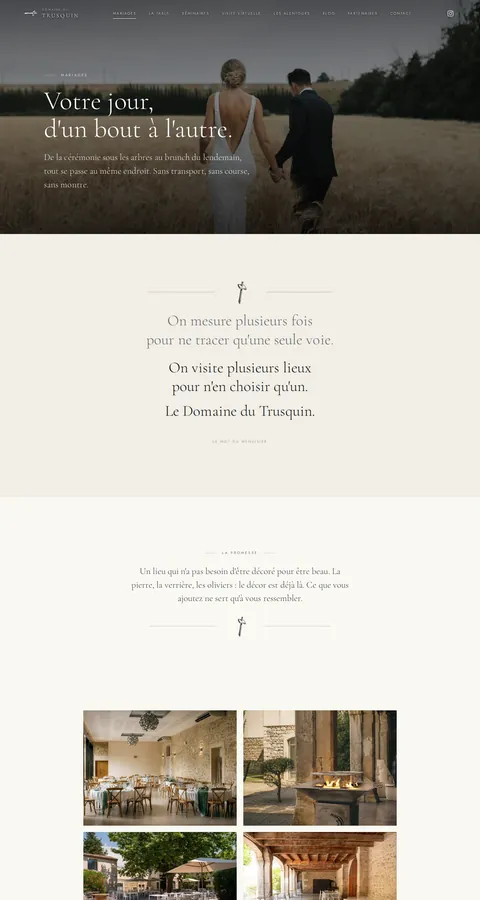 Domaine du Trusquin : capture du site sur ordinateur 2