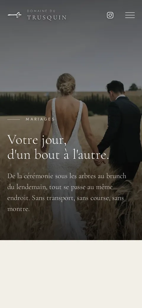 Domaine du Trusquin : capture du site sur mobile 2