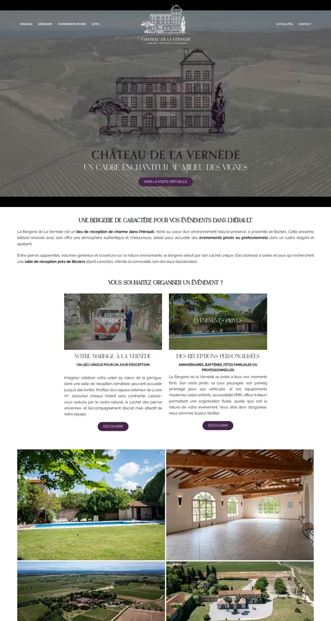 Château La Vernède : capture du site sur ordinateur 1