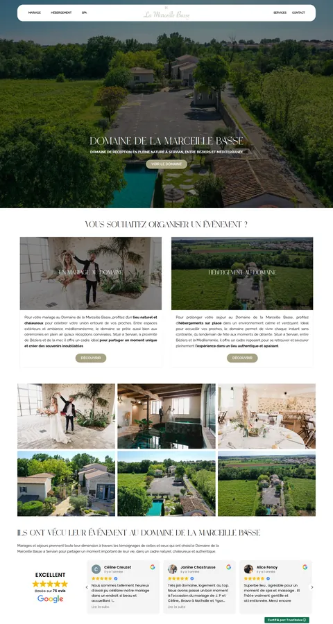 Domaine de la Marceille Basse : capture du site sur ordinateur 1