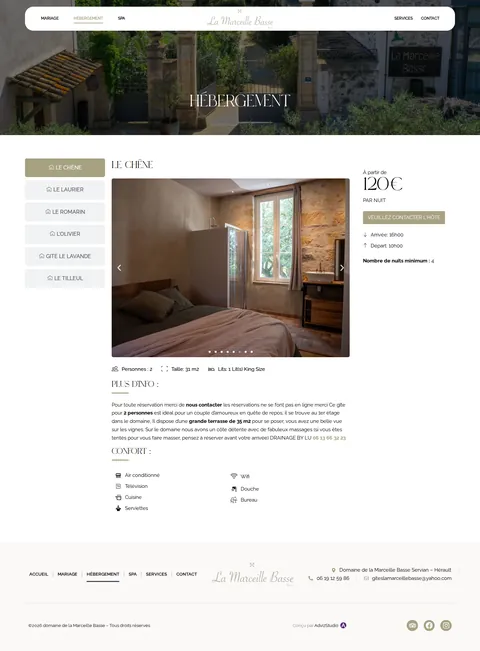 Domaine de la Marceille Basse : capture du site sur ordinateur 3