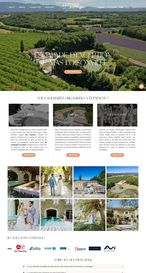 Mas Loisonville : capture du site sur ordinateur 1