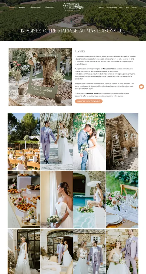 Mas Loisonville : capture du site sur ordinateur 2