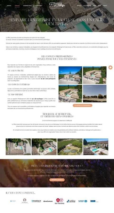 Mas Loisonville : capture du site sur ordinateur 3